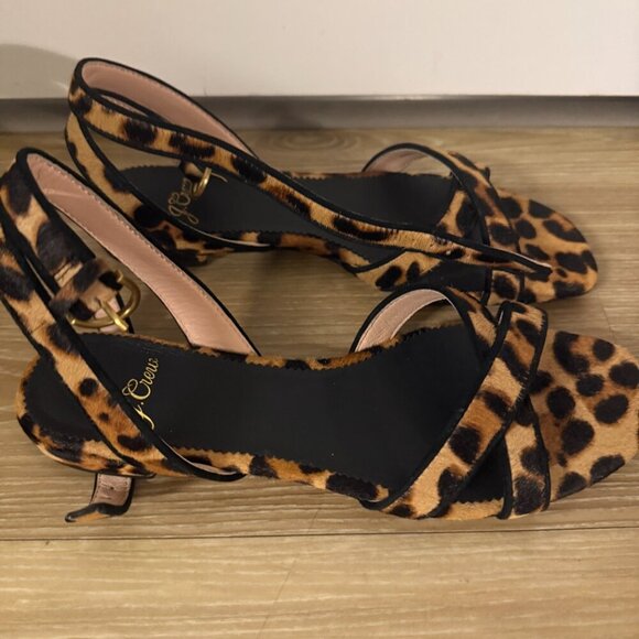 🐆 J.Crew Haircalf Cross Strap Sandals – Size 6 - Picture 4 of 5